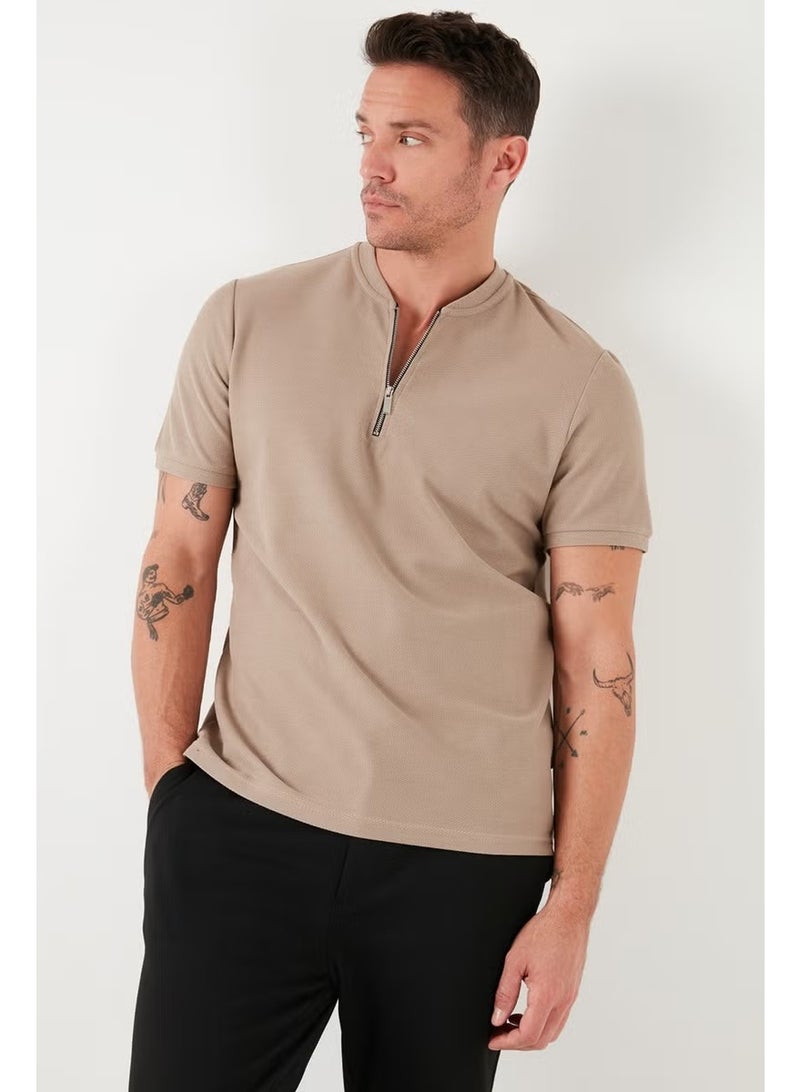 Buratti Cotton Regular Fit Half Zipper T Shirt Men's T Shirt 5902653 - Image 2